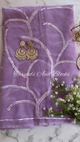 Lavender Cocktail Jaal Saree