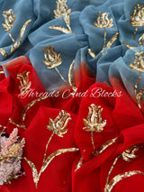 Grey Red Holland Tulip Saree