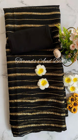 Georgette Black and Gold Saree