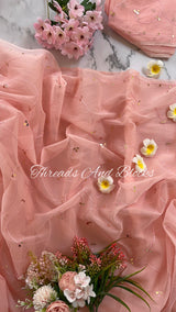 Pink Foil Mirror Jaal Saree