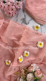 Pink Foil Mirror Jaal Saree