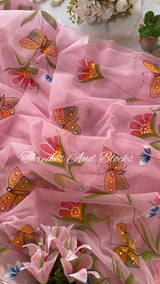 Butterflies in Garden Hand Painted Saree