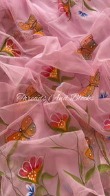 Butterflies in Garden Hand Painted Saree