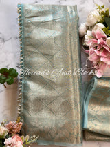 Crushed Tissue Banarasi Border Saree with Pearls