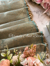 Crushed Tissue Banarasi Border Saree with Pearls