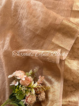 Crushed Tissue Banarasi Border Saree with Pearls