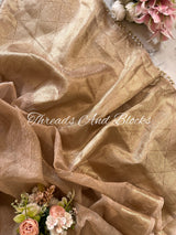 Crushed Tissue Banarasi Border Saree with Pearls