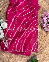 Teej Pink Leheriya with Gotapatti Work