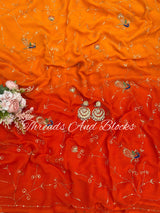 Platinum Chiffon Peacock Jaal Saree
