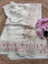 Serene White Heavy Border Saree