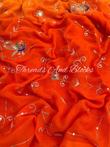 Platinum Chiffon Peacock Jaal Saree