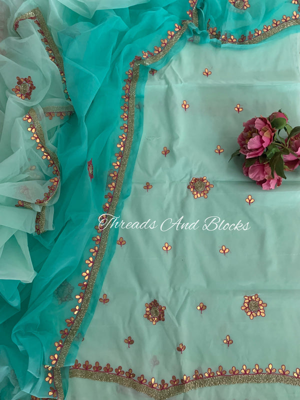 Firozi Gota Embroidered Suit