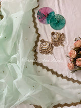 Mint Cutwork Border Saree
