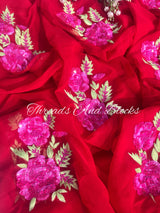 Red Phool Patti Saree