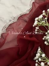 Deep Maroon Cutwork Border Saree