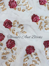 French Rose Chiffon Saree