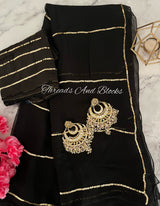 Black Magic Sequin Stripe Saree