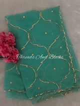 Firozi Gota Jaal Saree with Cutwork Border