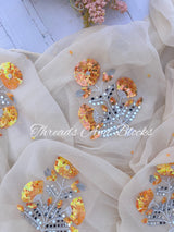 Cream Mughal Floral Buta Saree