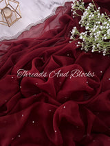 Deep Maroon Cutwork Border Saree