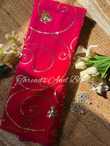 Berry Toned Gold Leaf Jaal Saree