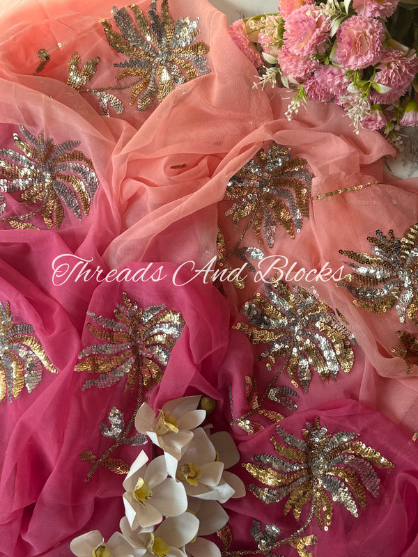 Starlit Blossom Chiffon Saree