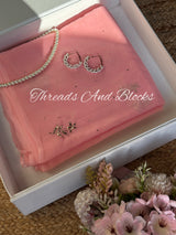 Baby Pink Floral Mukaish Saree