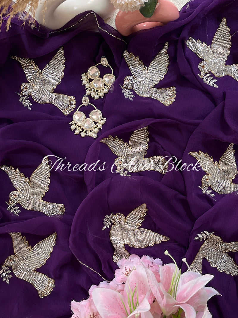 Glistening Hummingbird Saree