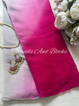 Fuchsia Frost Ombré Chiffon Saree