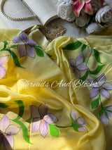 Lavender Sunshine Handpainted Saree