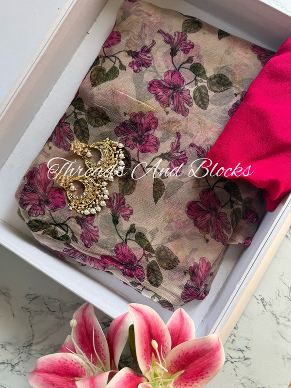 Blossom Trail Chiffon Saree