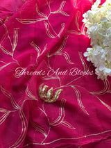Shaded Pink Bud Jaal Chiffon Saree