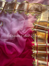 Teen Patti Lappa Chiffon Saree