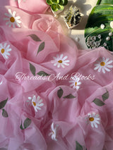 Whispers of Sakura Handpainted Saree