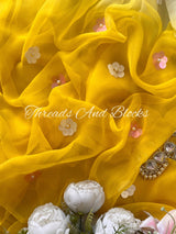 Ombré Yellow Candy Floral Buta Saree