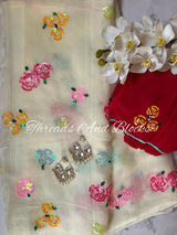 Bed of Colourful Roses Saree