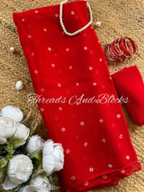 Surkh Laal Bandhani Chiffon Saree