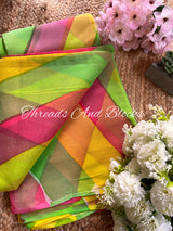 Hand Painted Multi Coloured Leheriya Saree