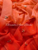 Hues of Orange Mukaish Floral Saree