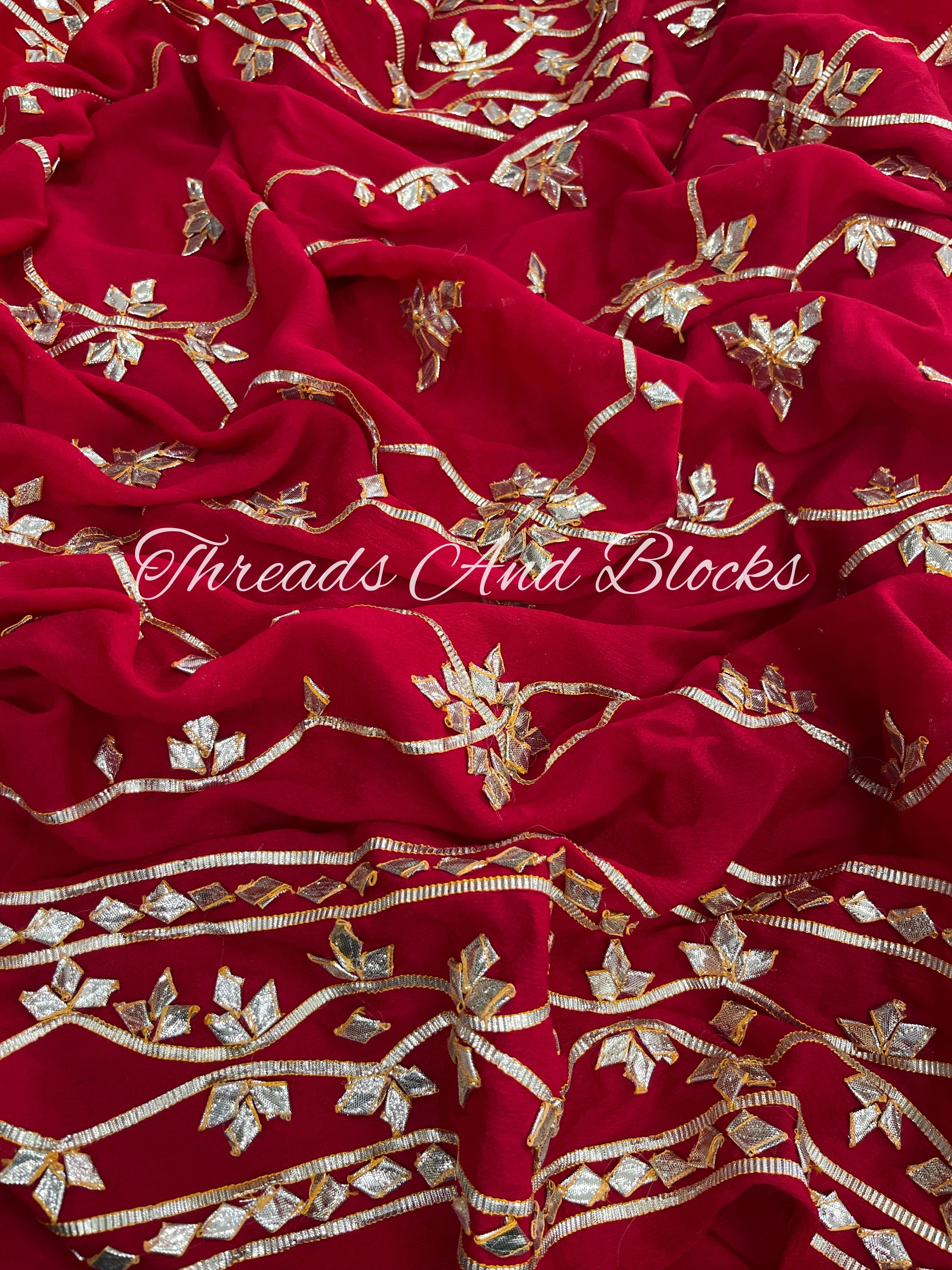 Red Kachi Patti Jaal Saree