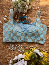 Sky Blue Zari Jaal Blouse