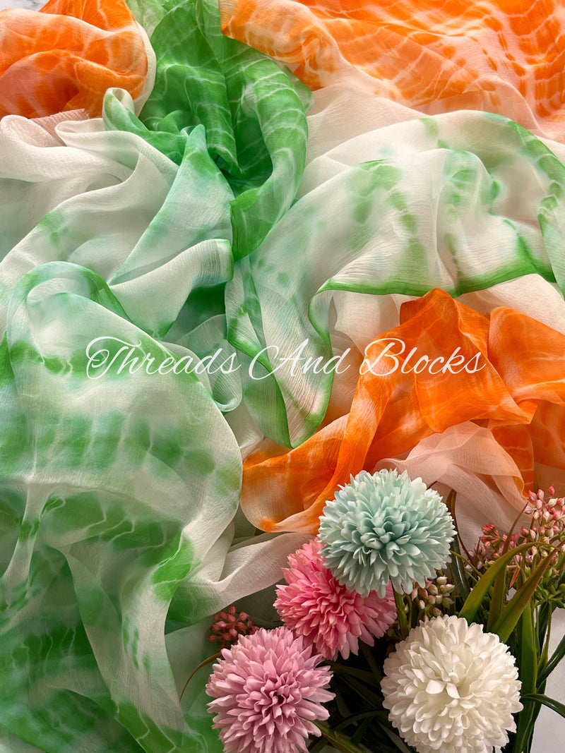 Tiranga Shibori Saree