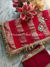 Red Organza Banarasi Saree