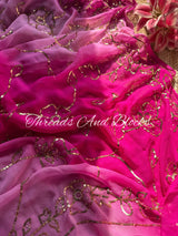 Cascades of Pink Chiffon Saree