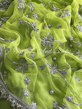 Lime Green Chaandni Gota Saree