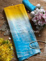 Cypress Sun Shibori Mukaish Chiffon Saree
