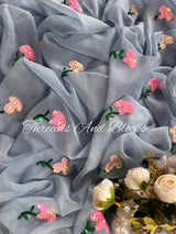 Grey Iris Buti Saree