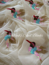 Luminous Kingfisher Chiffon Saree