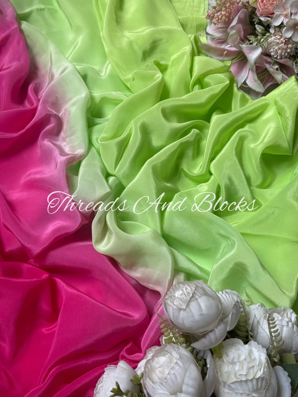 Green Magenta Crepe Saree