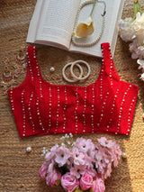 Red Pearl Stack Blouse